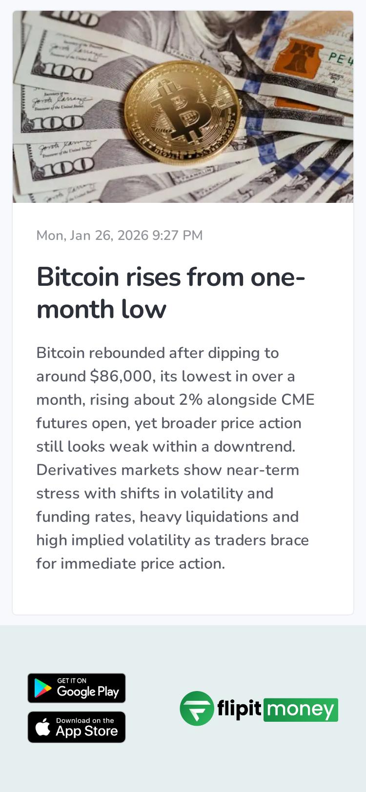 Bitcoin rises from one-month low