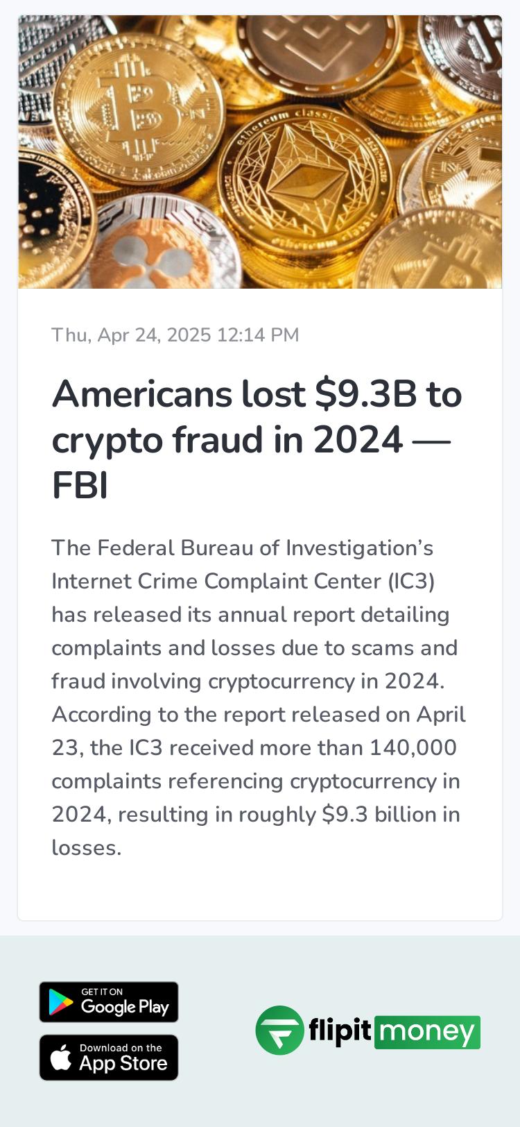 Americans lost $9.3B to crypto fraud in 2024 — FBI