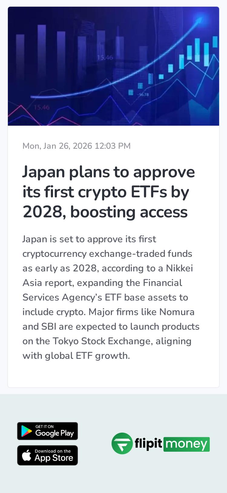 Japan plans to approve its first crypto ETFs by 2028, boosting access